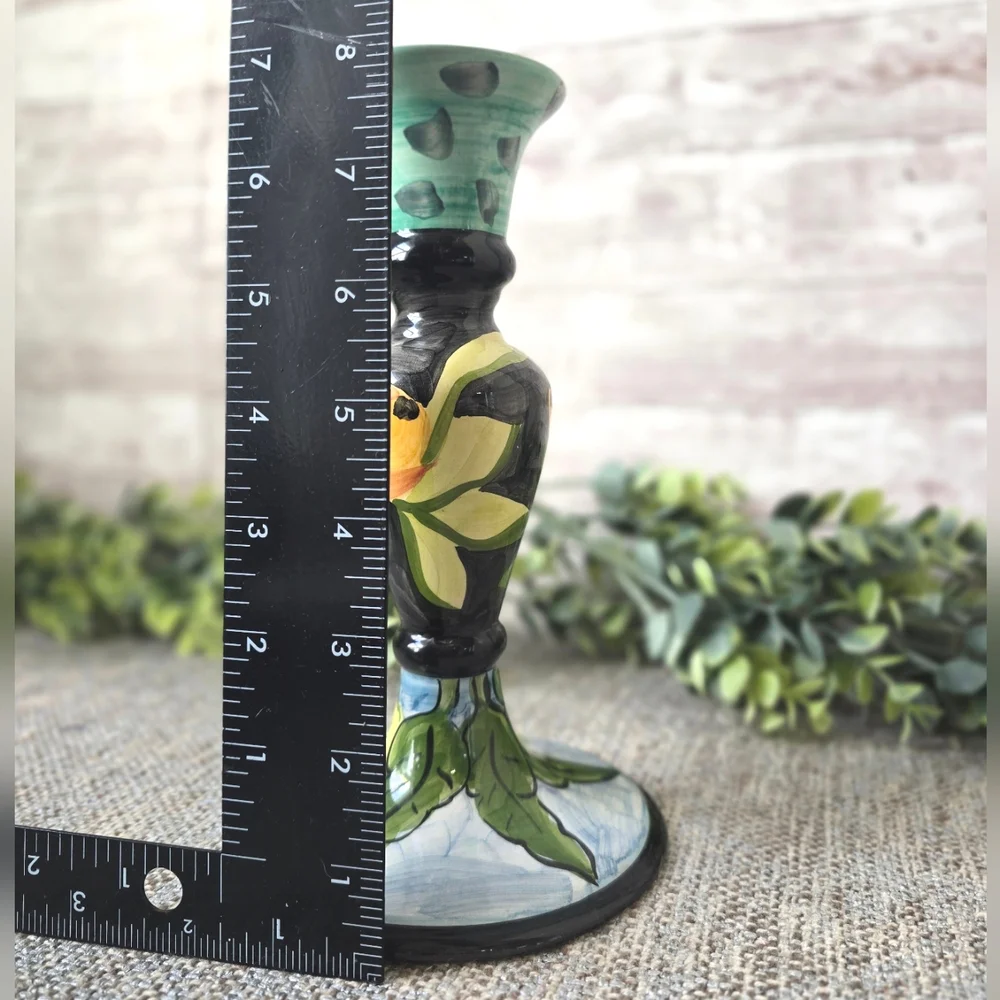 Favanol Porcelain Pedestal Candle Holder | Crate &Barrel | Handpainted